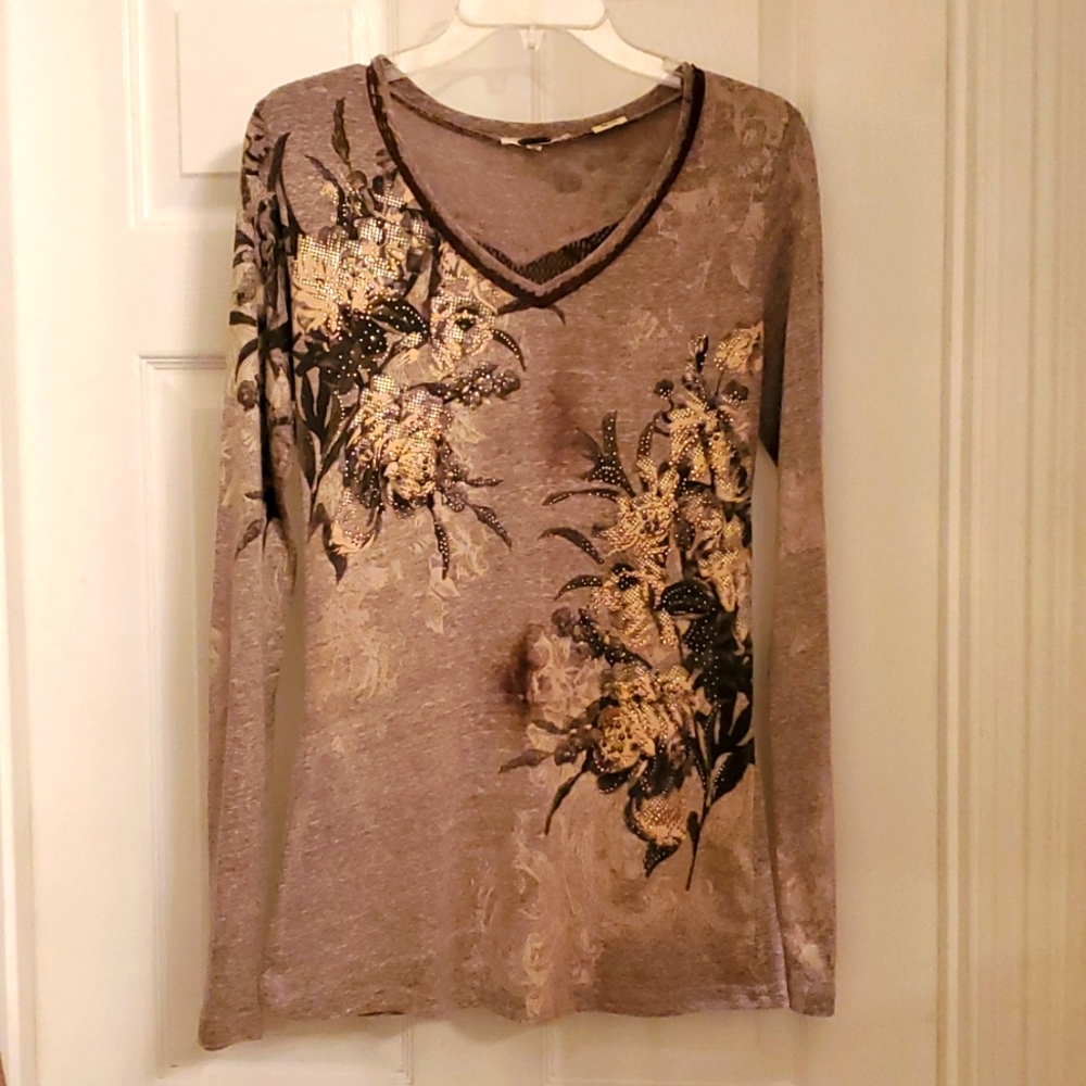 Miss Me Floral Lace Light Brown with patches of dark brown Large